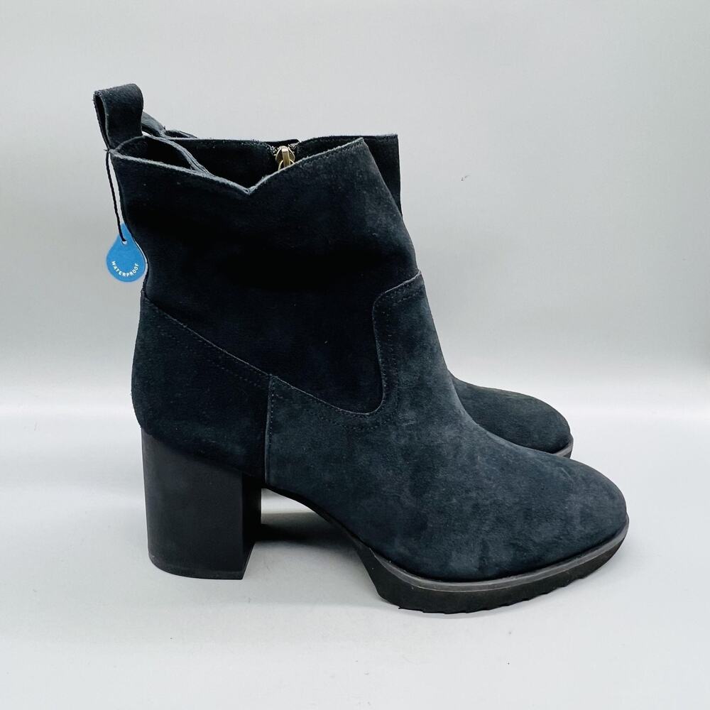 Johnston & Murphy Boots Women 10 Black Suede Waterproof Ankle Block Heel Shoes